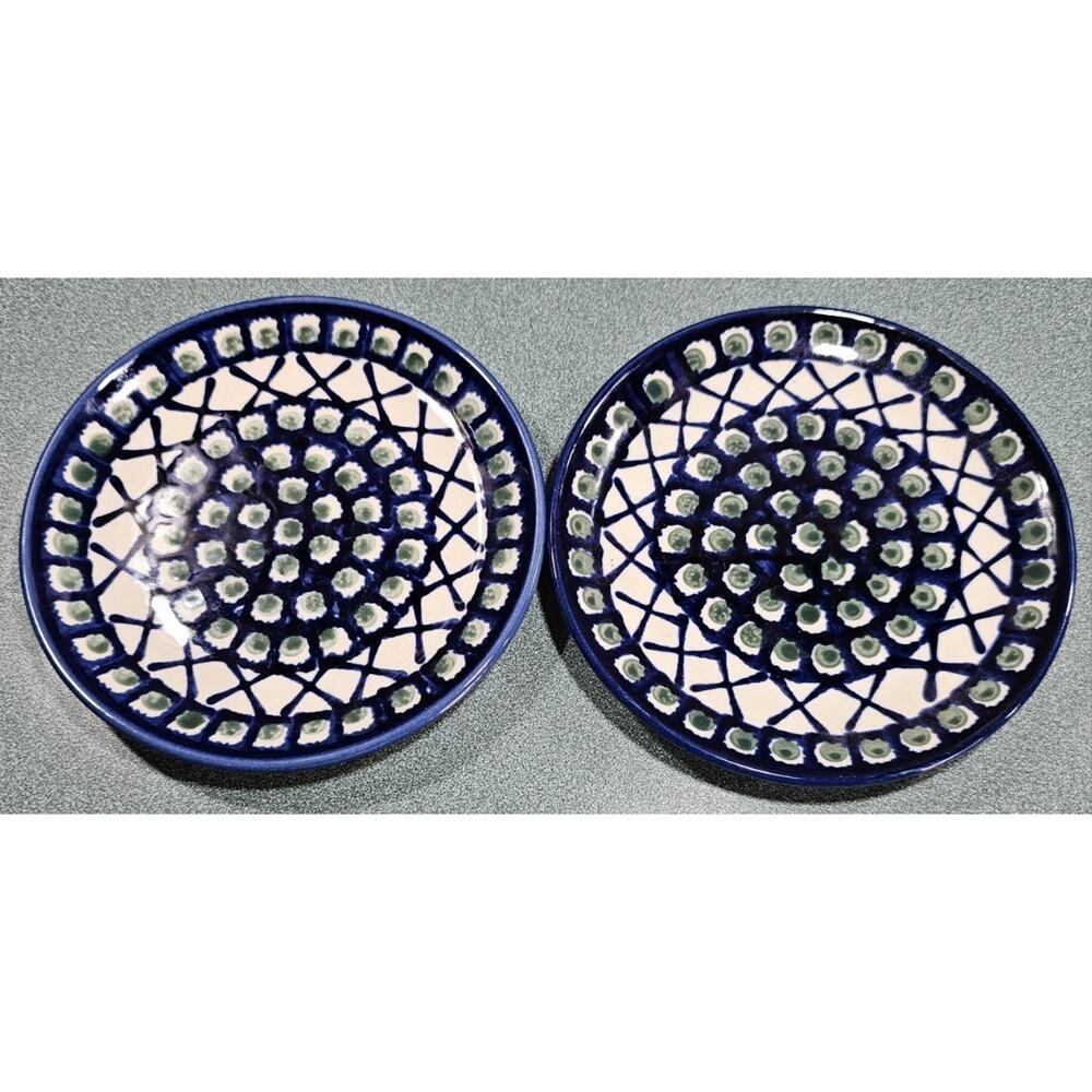 Bolesławiec Polish Pottery desert plates.
